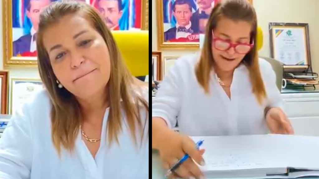 Gobernadora Oliva Castillo presentando informe sobre operativos en Rancho Arriba