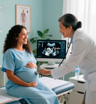 Mujer embarazada en consulta prenatal en el Hospital San José de Ocoa