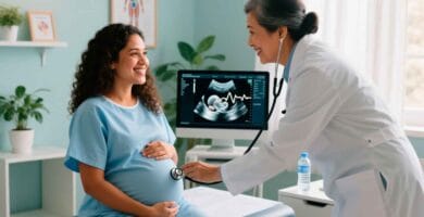 Mujer embarazada en consulta prenatal en el Hospital San José de Ocoa