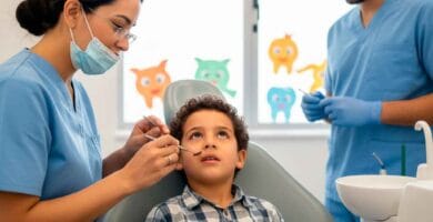 Niño recibiendo atención odontológica gratuita en San José de Ocoa