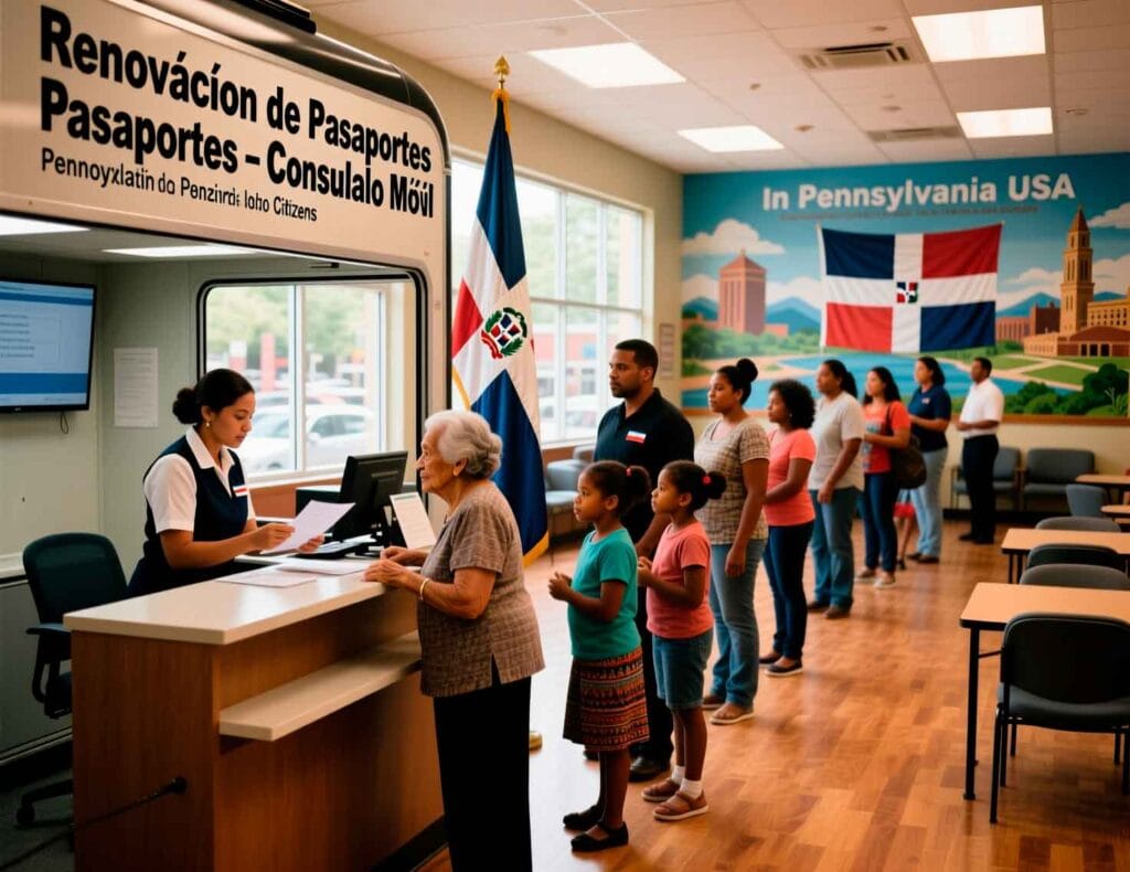 Dominicanos en Hazleton, Pensilvania, durante jornada consular móvil