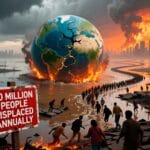 Mapa mundial mostrando zonas afectadas por desplazamientos climáticos según informe de la ONU